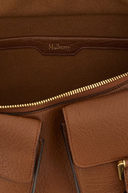Mulberry Adjustable Strap Dual Front Pockets Textured Finish Shoulder Bag In Brown