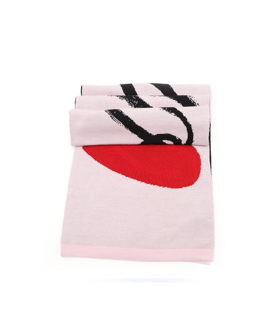 Moschino Wool Scarf With Love Pattern In Black