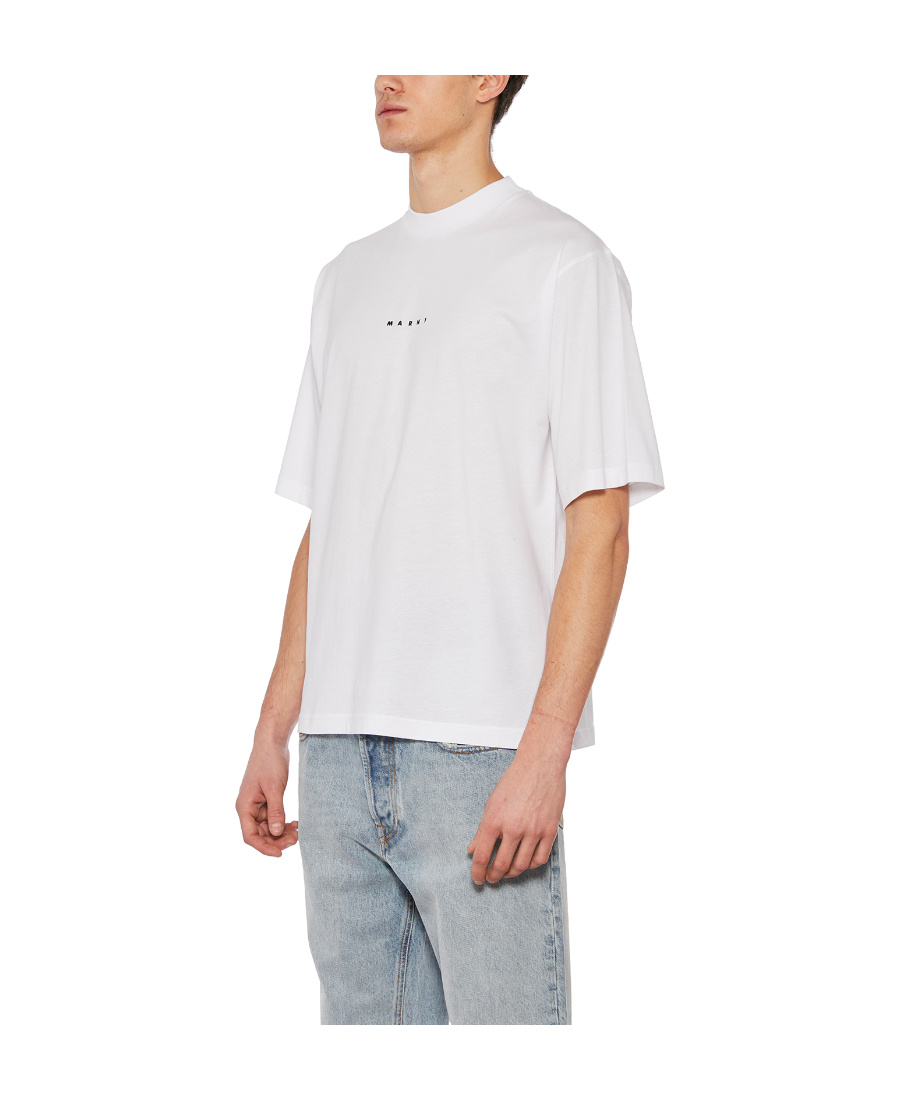 Marni White Cotton T-shirt With Logo Print In White