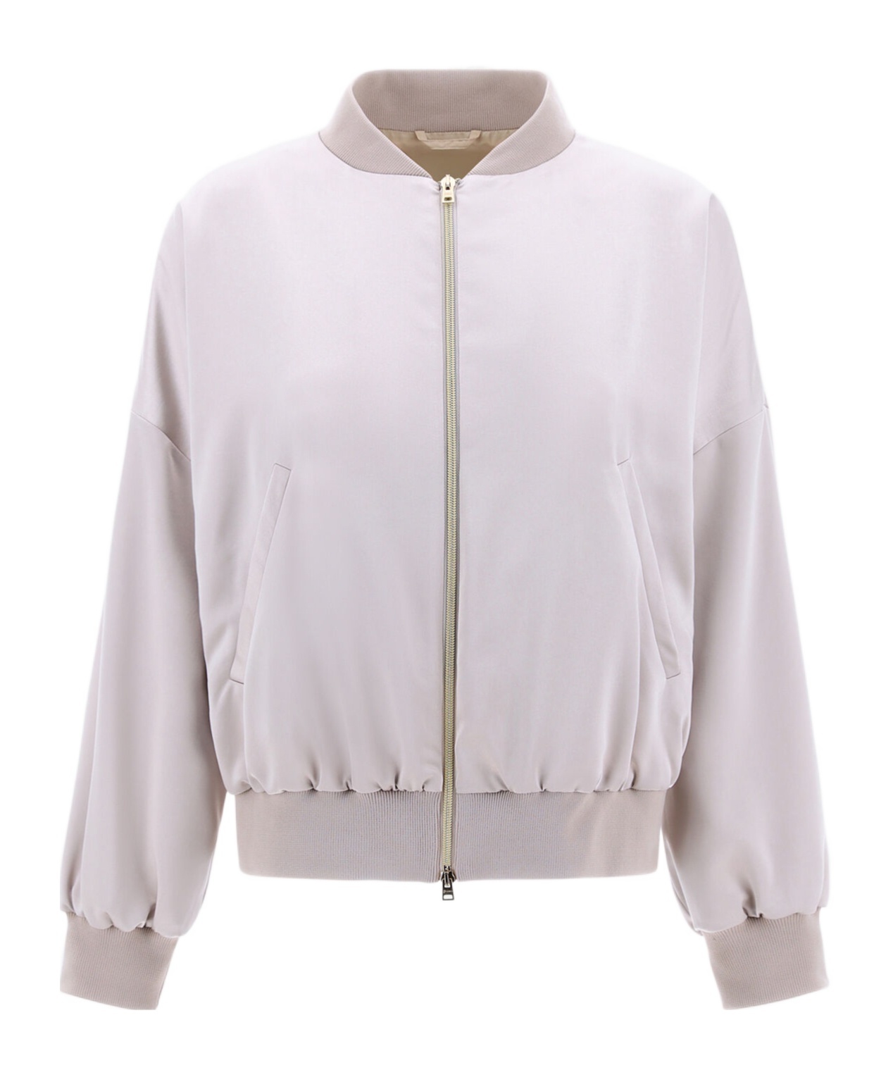Herno Luxury Satin Bomber Jacket In White