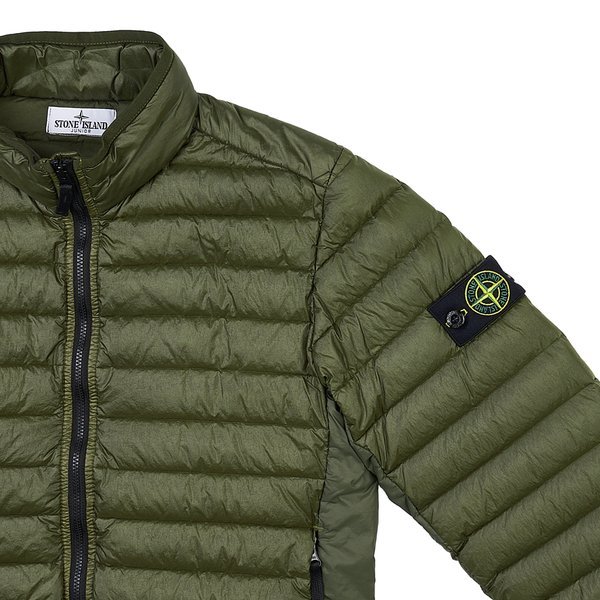 Stone Island High-collar Long-sleeved Down Jacket In Military Green