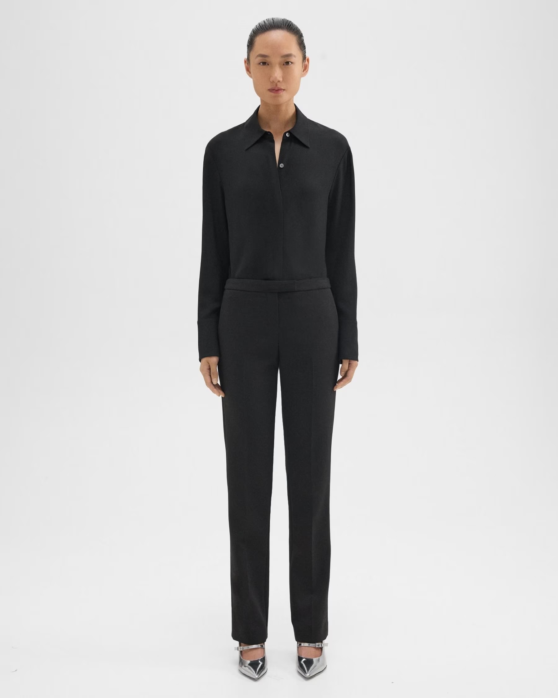 Theory Low-rise Slim-cut Trousers In White