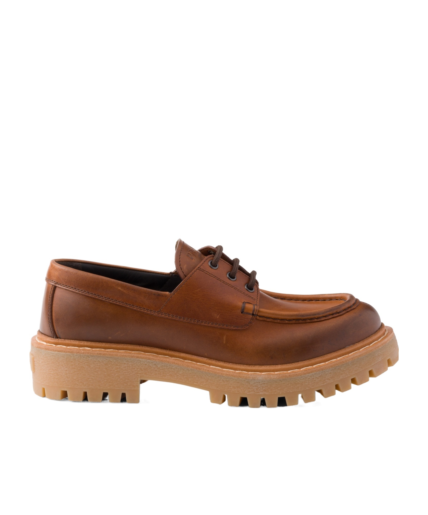 Prada Elvio Zanon Woman Lace-up Shoes Brown Size 10 Soft Leather In Brown