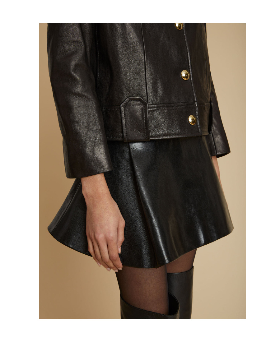 Shop Khaite The Laybin Leather Jacket In Black