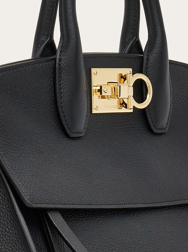Ferragamo Salvatore  Studio Gancini Tote Bag In Black