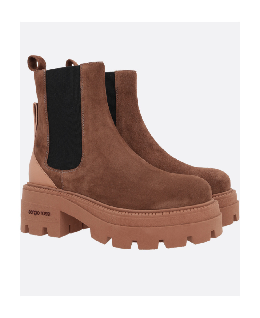 Sergio Rossi Sr Milla Square-toe Suede Boots In Brown
