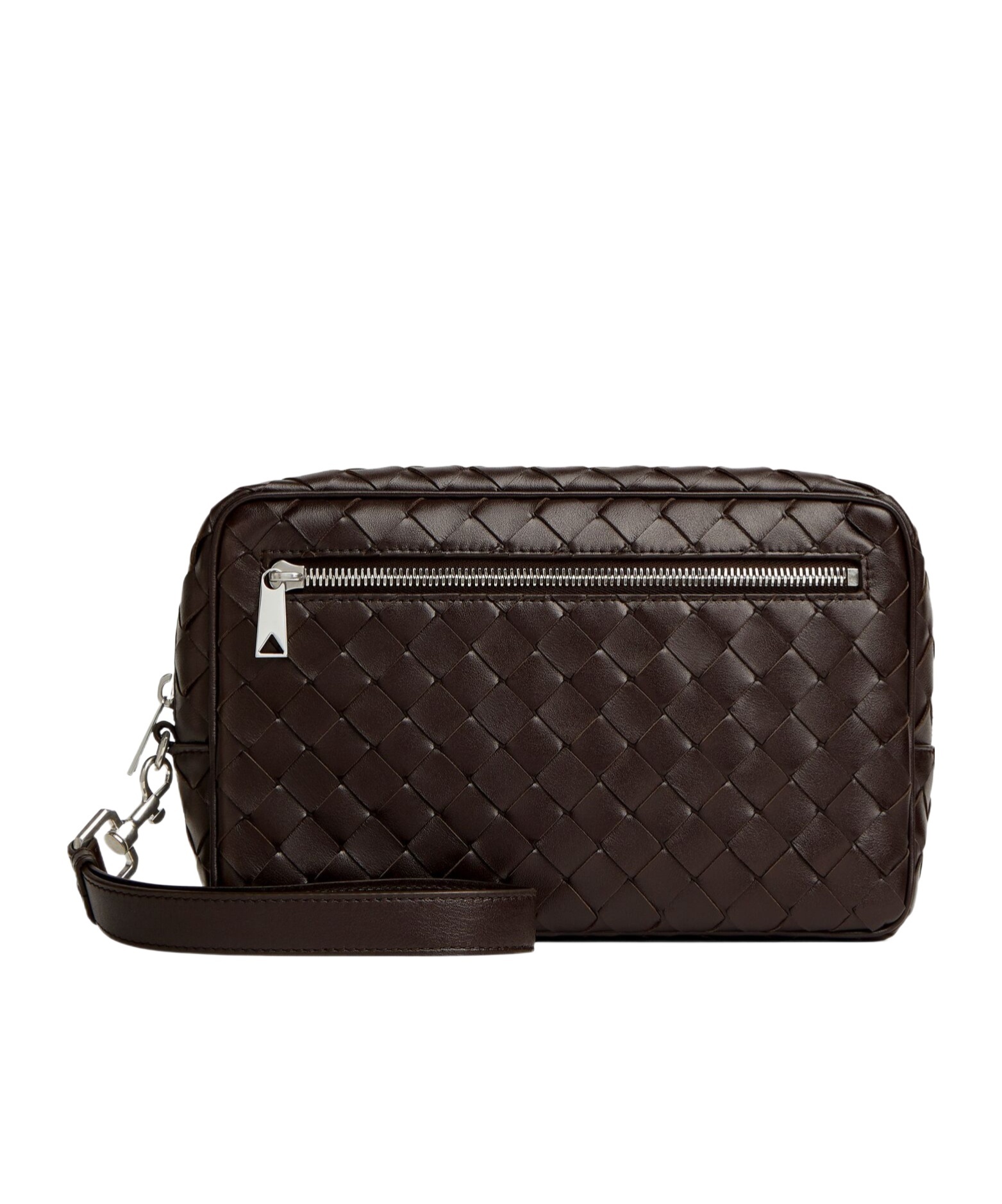 Bottega Veneta Intrecciato Zipped Clutch Bag In Black