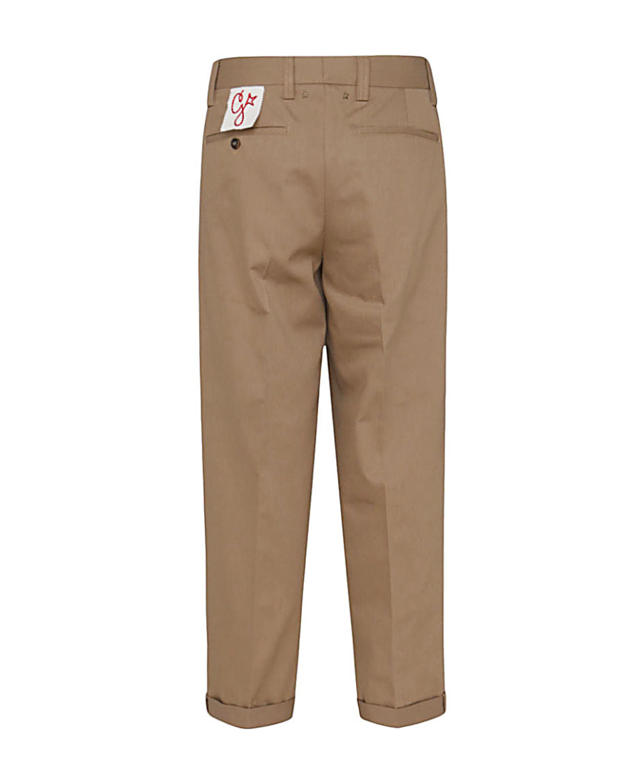 Golden Goose Khaki Beige Cotton Blend Trousers In Brown