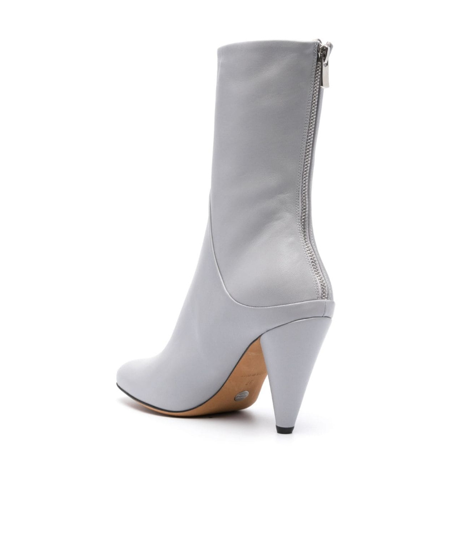 Shop Proenza Schouler Cone 95mm Leather Boots In Gray