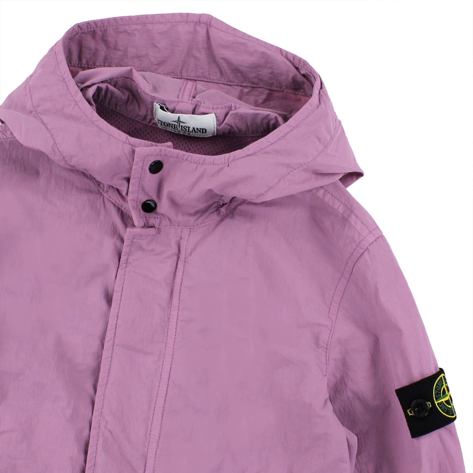 Stone Island Junior Logo Patch Hooded Jacket In Pink