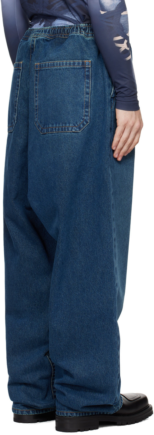 Y/project Blue Pinched Logo Souffle Jeans In Blue
