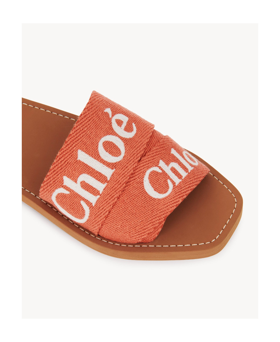 Chloé Woody Logo-embroidered Flat Mules In Brown