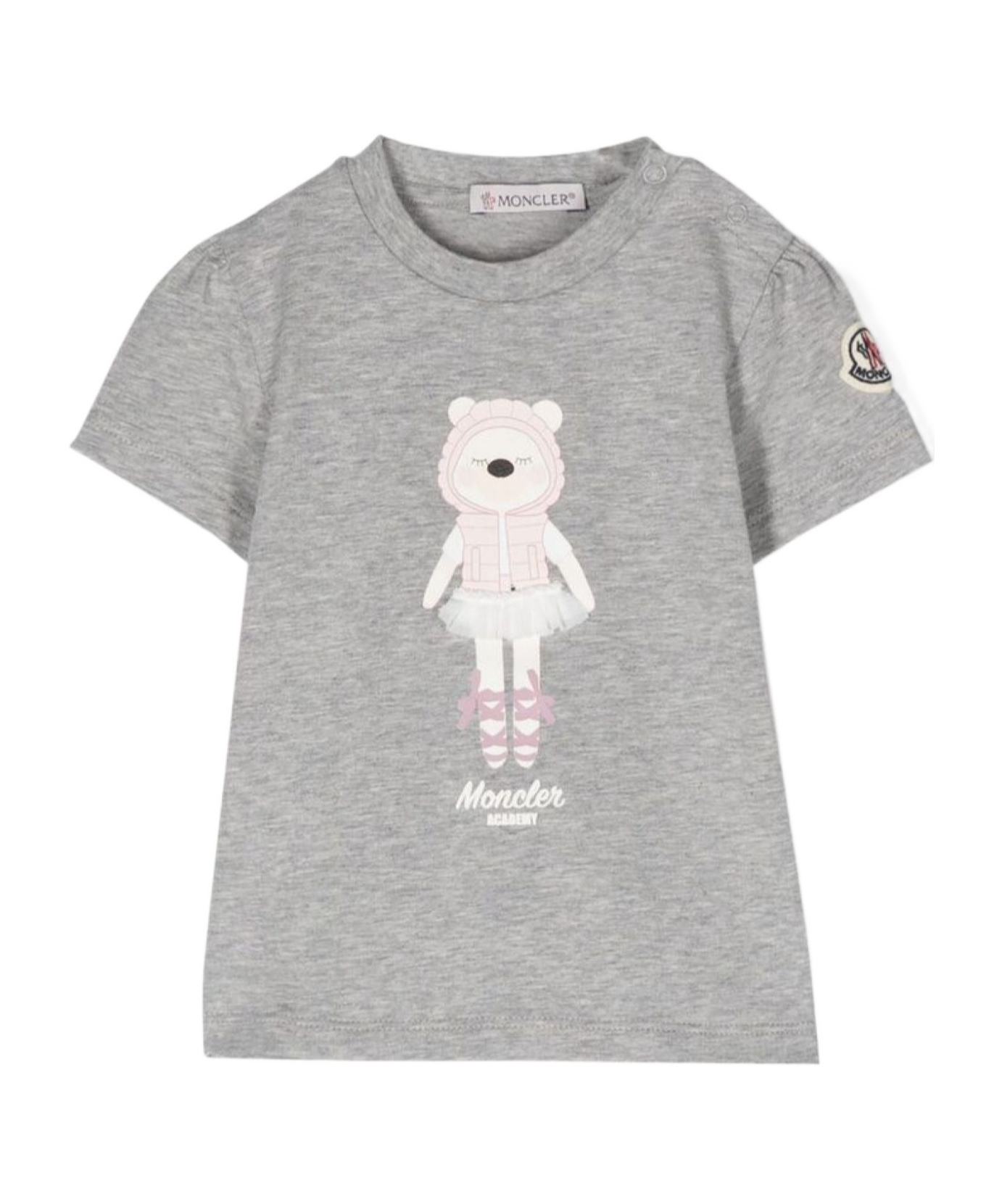 Moncler Teddy-bear-print Cotton T-shirt In Gray