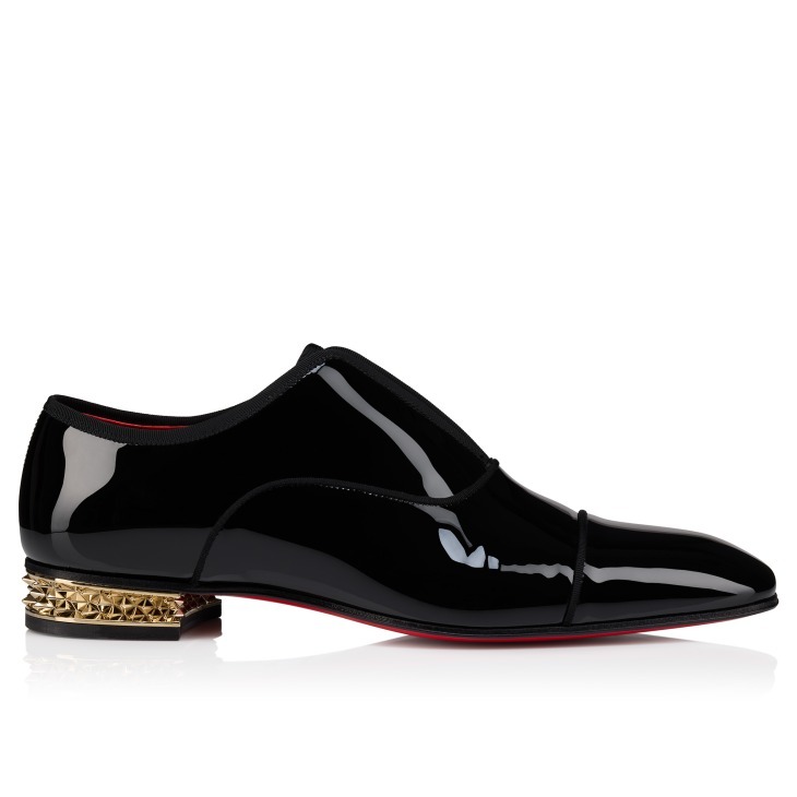 Christian Louboutin Alphamale Rocks Patent Leather Oxfords In Black