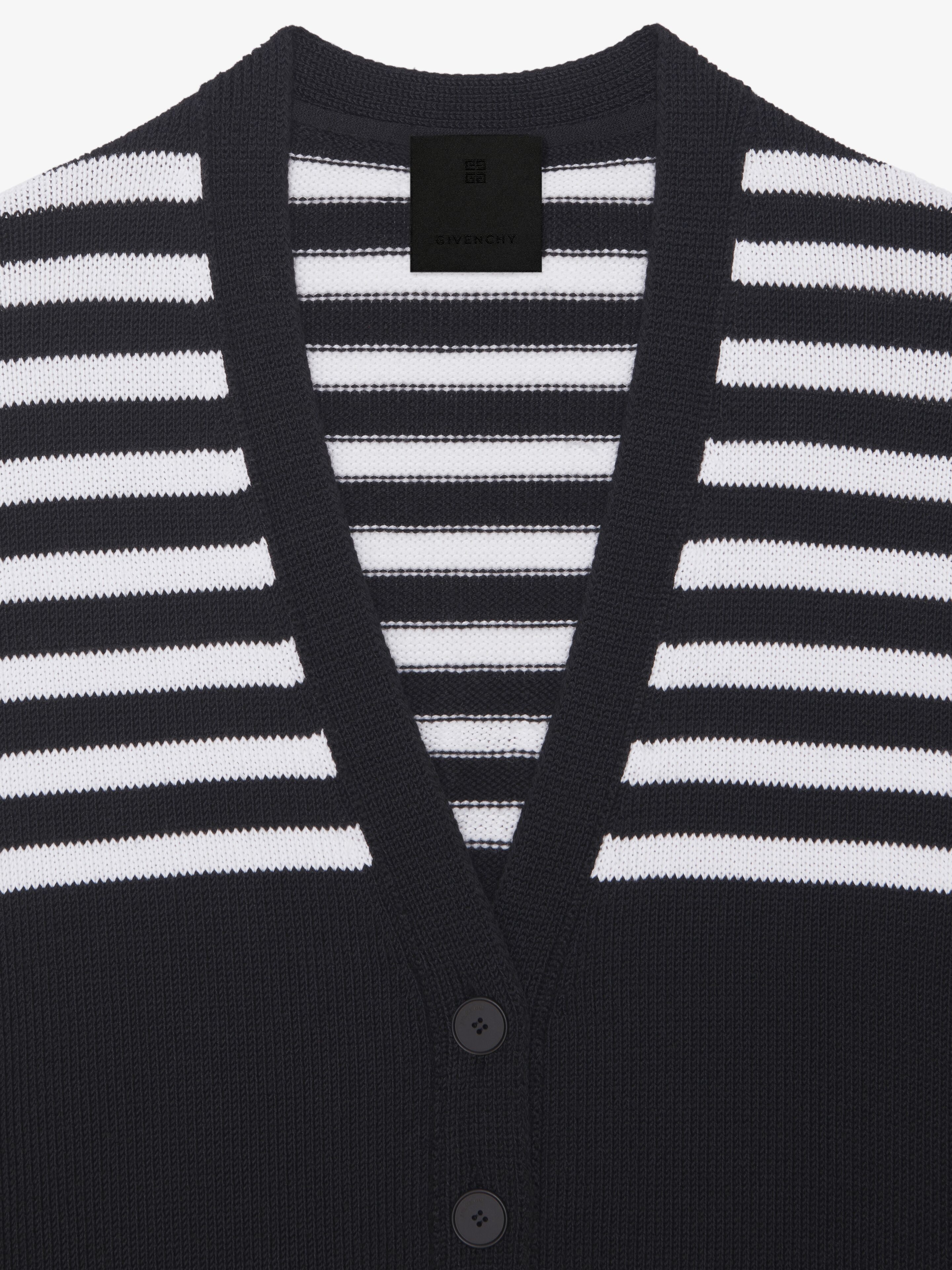 Givenchy Oversize Stripe 4g Patch V-neck Cardigan In Black
