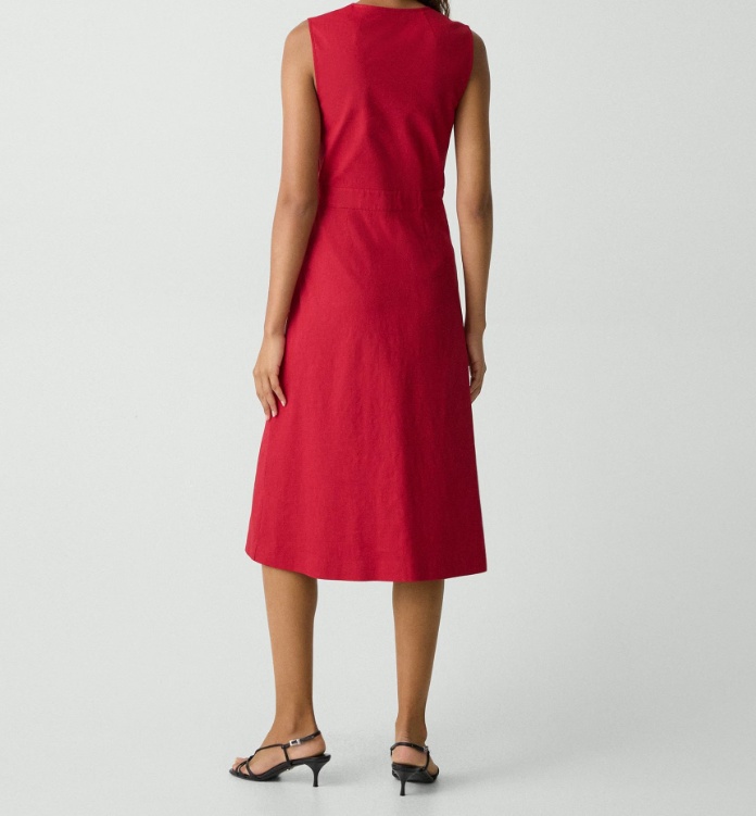 Theory Sleeveless A-line Wrap Dress In Good Linen In Cherry