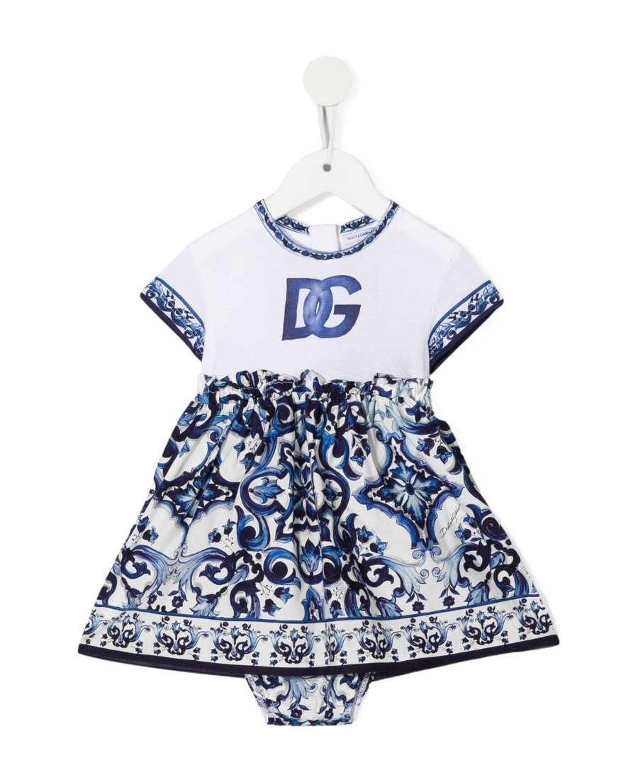 Dolce & Gabbana Majolica-print Cotton Dress In White