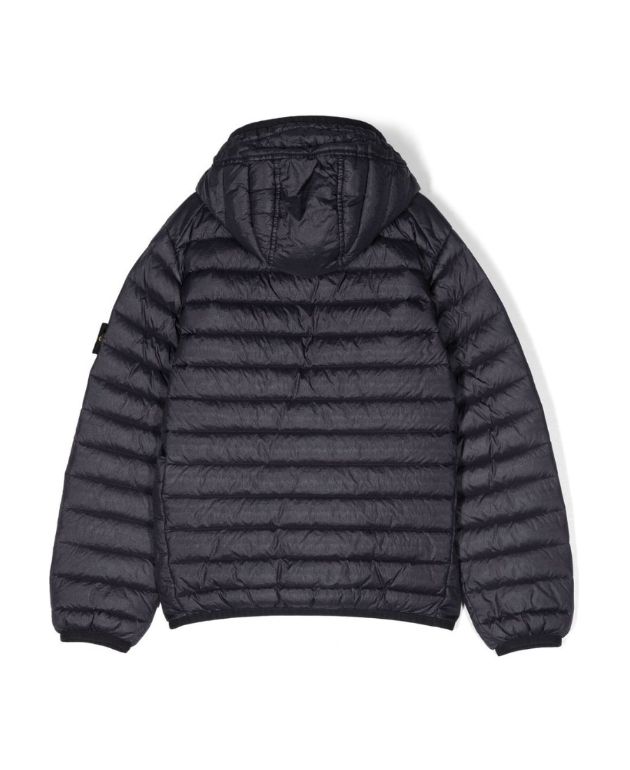 Stone Island Padded Logo-patch Jacket In Blue