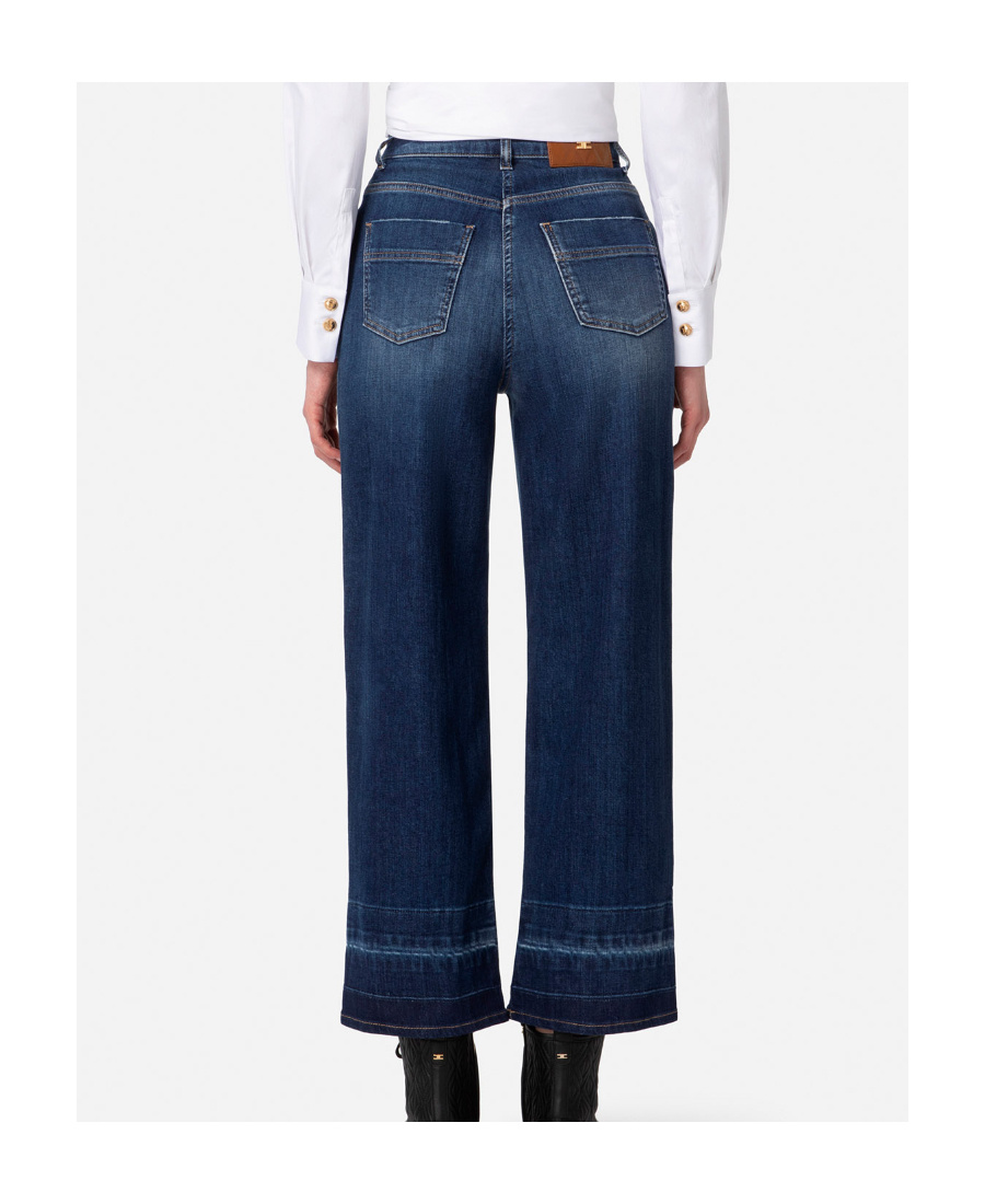 Shop Elisabetta Franchi Wide-leg Jeans In Blue