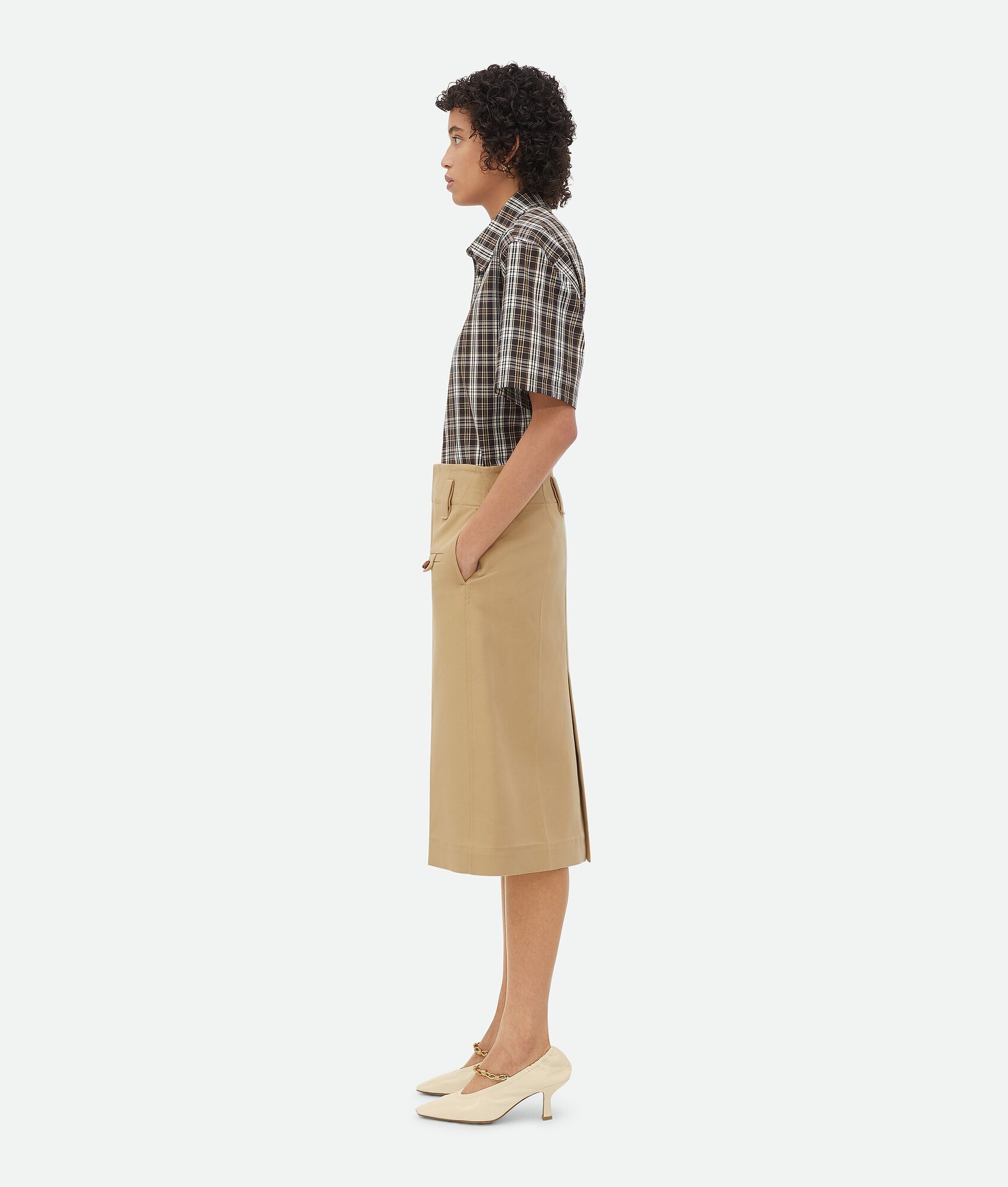 Bottega Veneta Belt Loop Mid-length Skirt In Brown