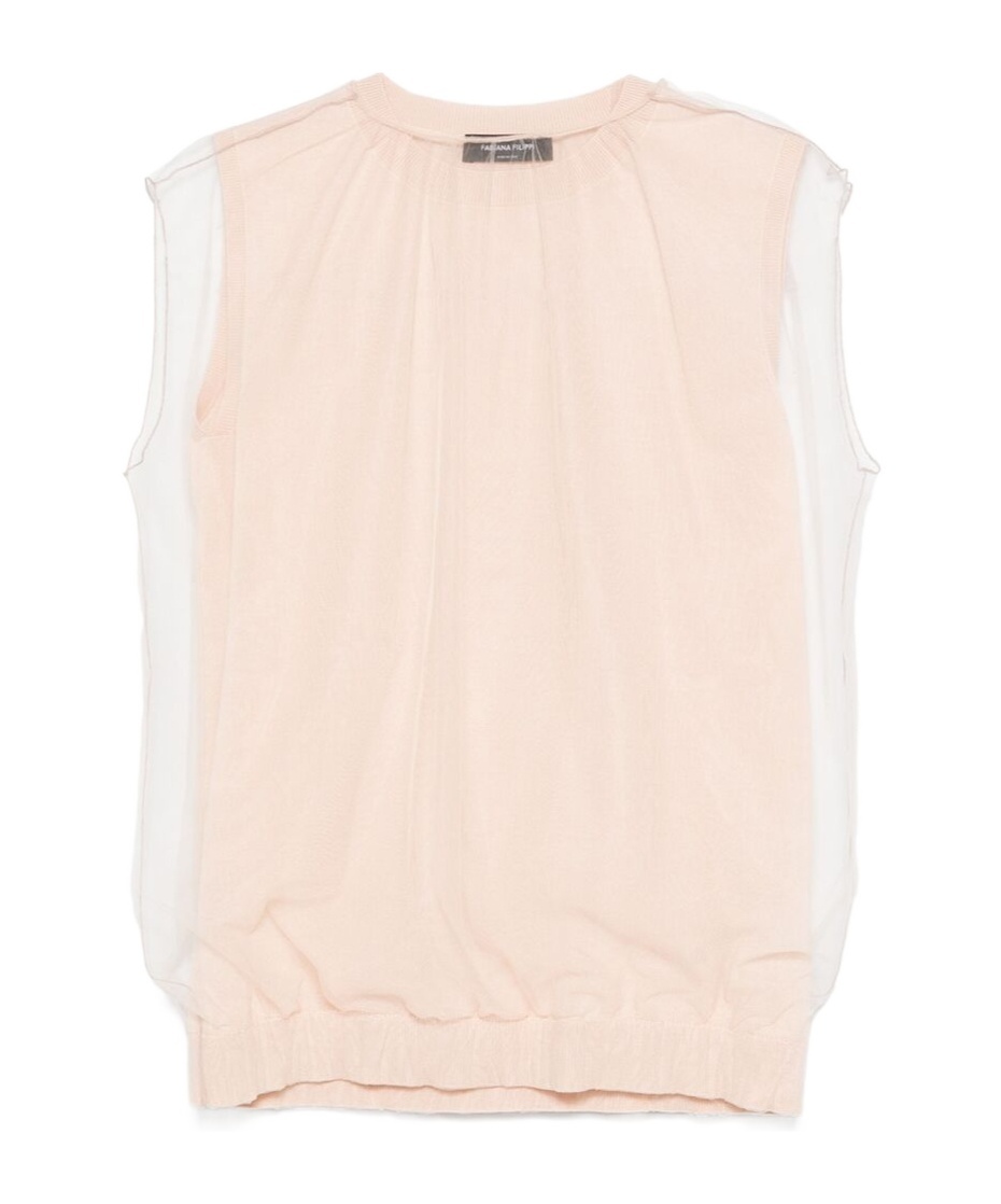 Shop Fabiana Filippi Tulle-layered Top In Nude
