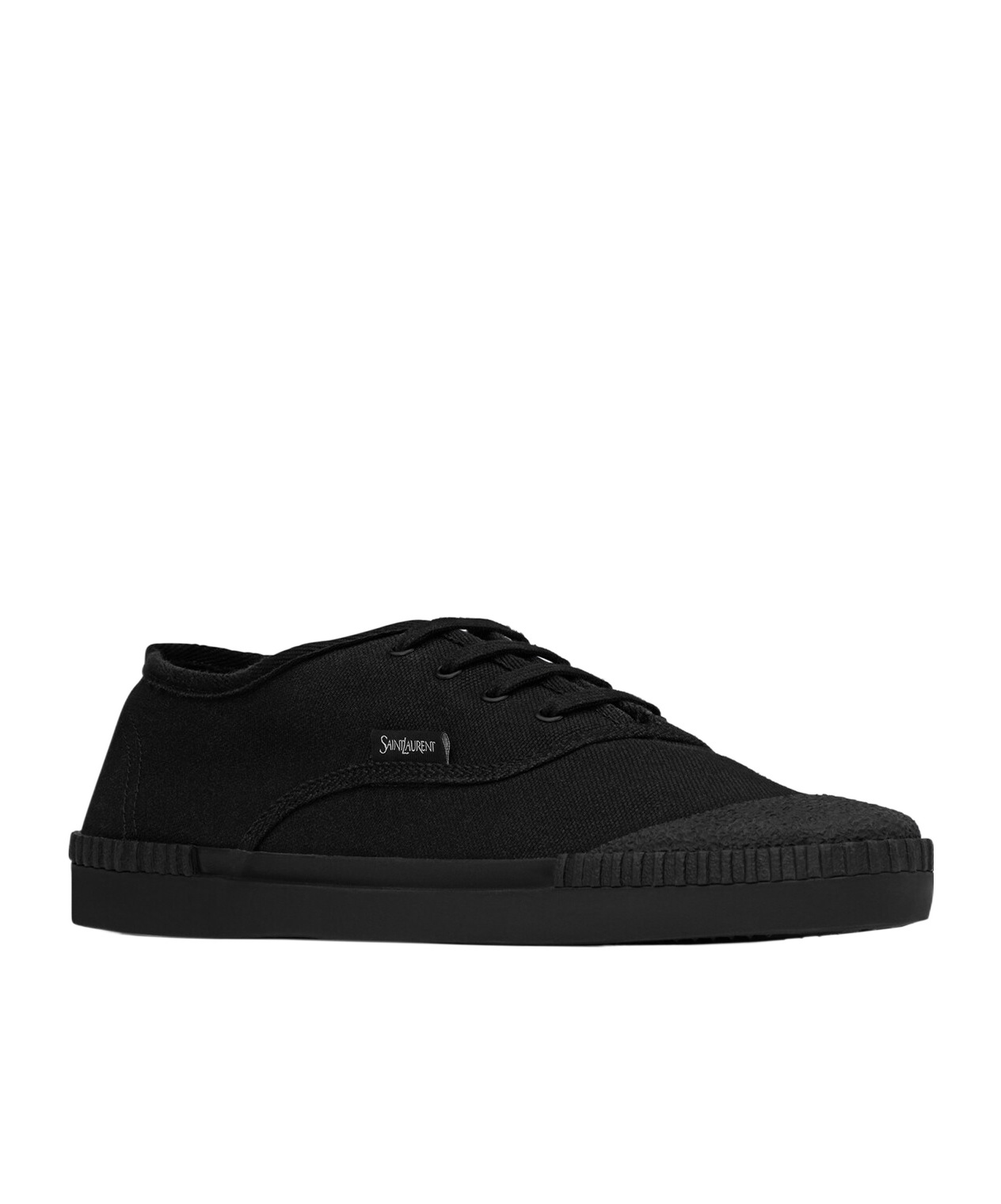 Saint Laurent Black Canvas Wes Sneakers In Black