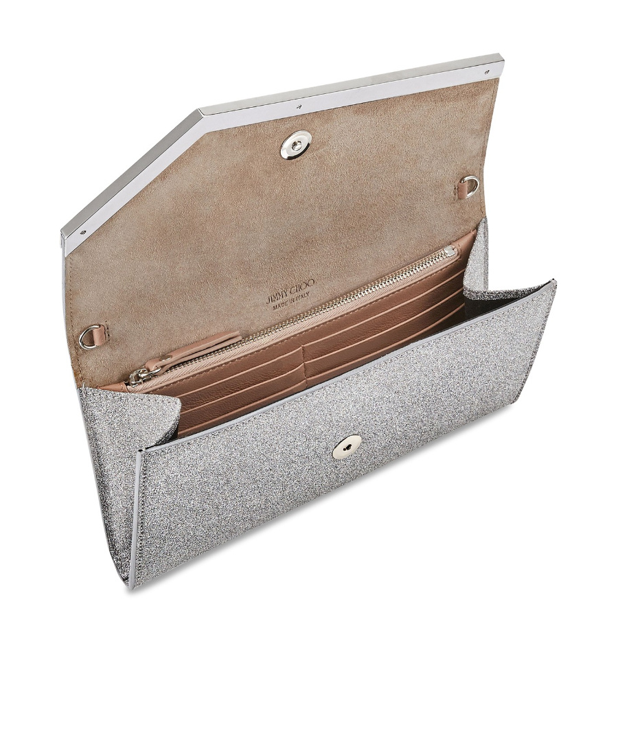 Jimmy Choo Emmie Glitter Clutch Bag In Gray