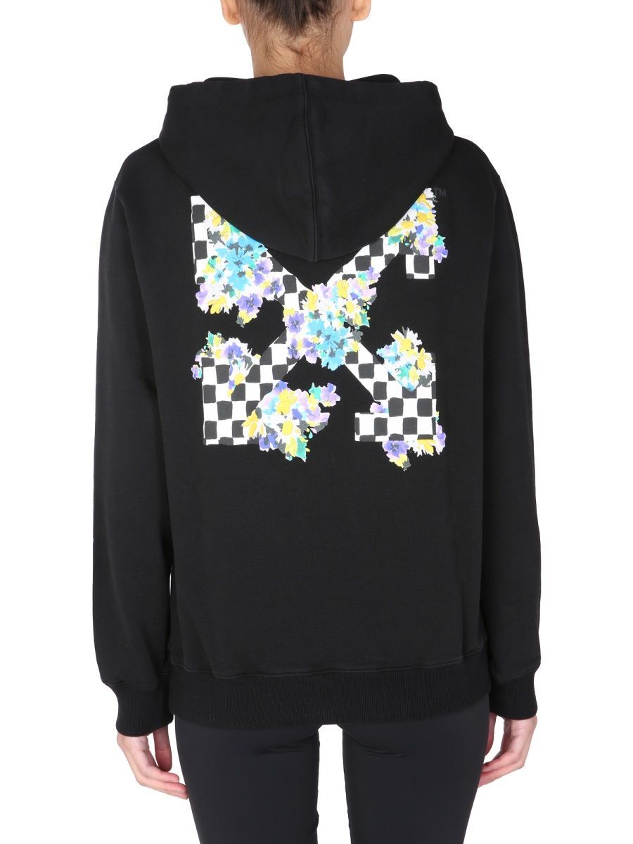 Off-white Check Arrows Hooded Sweatshirt In Black