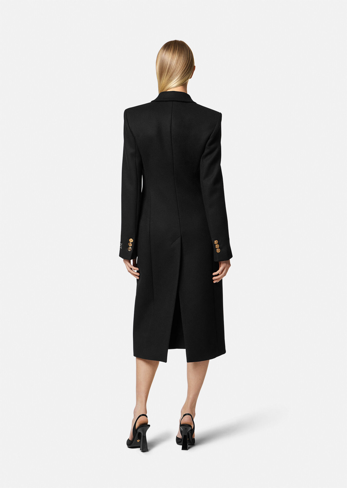 Versace Single-breasted Wool-blend Coat In Black