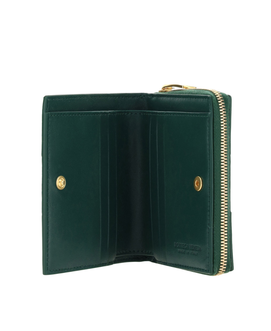 Bottega Veneta Double Fold Zipper Purse In Green