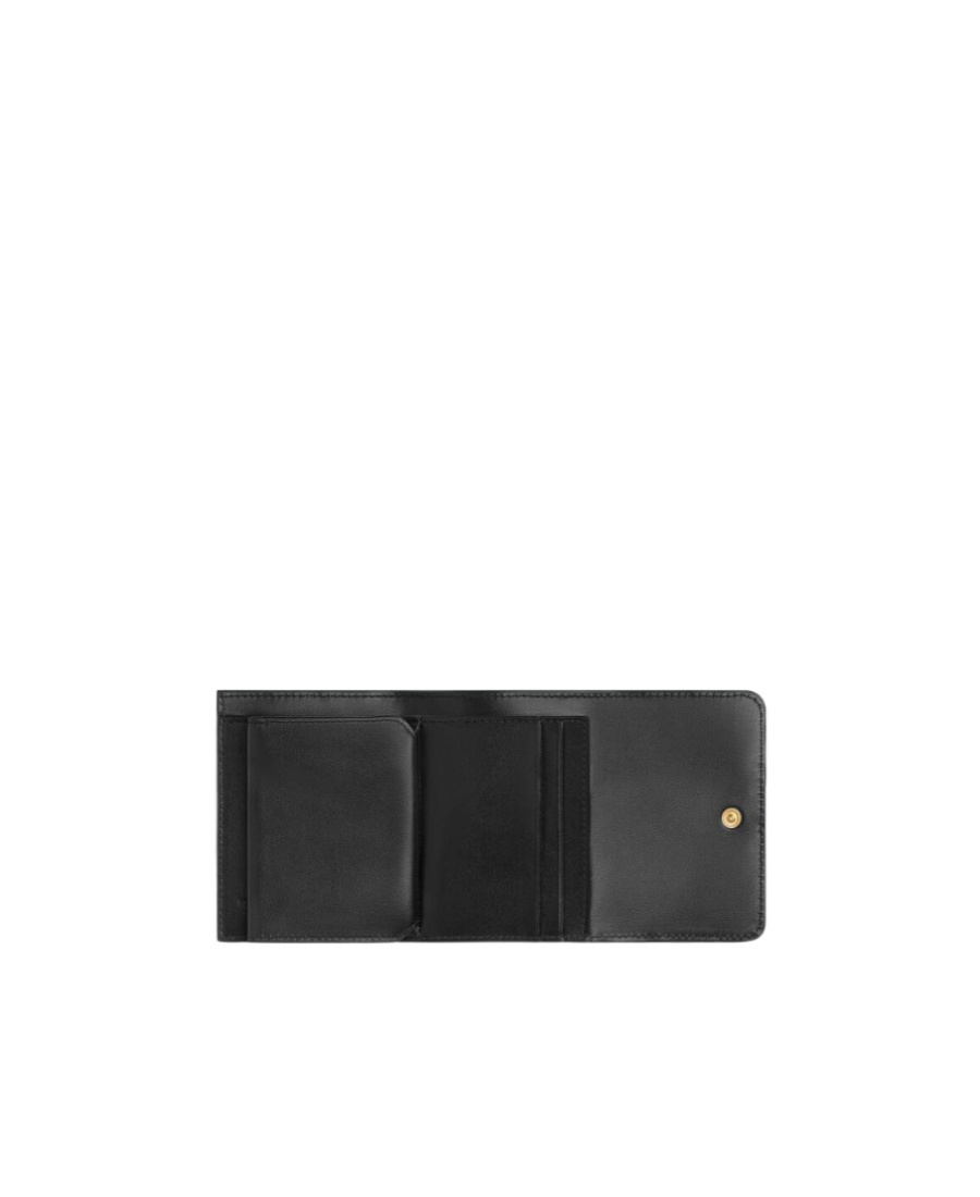 Bottega Veneta Intrecciato Leather Tri-fold Wallet In Black