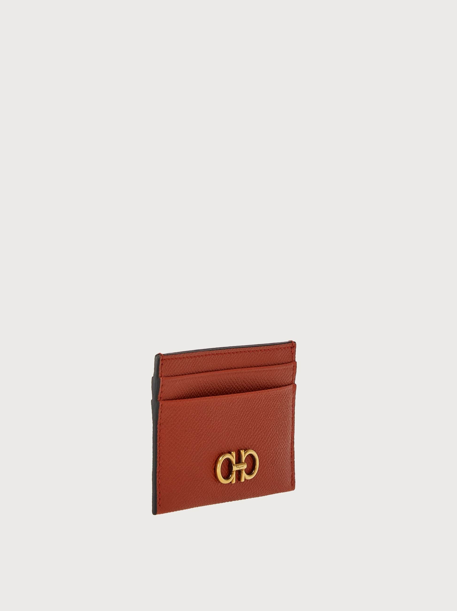 Ferragamo Gancini Leather Cardholder In Red