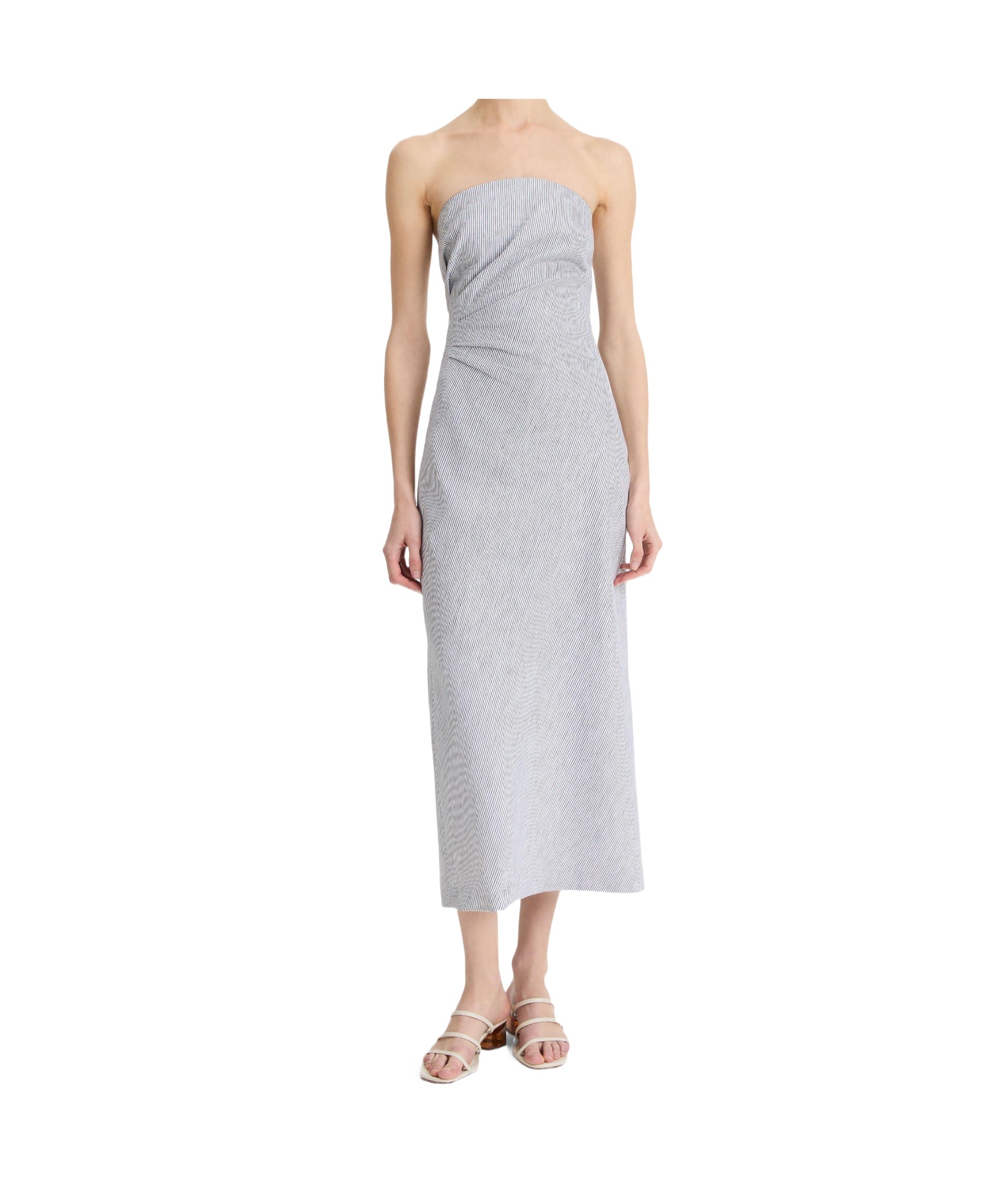 Vince Ticking Stripe Sleeveless Maxi Dress