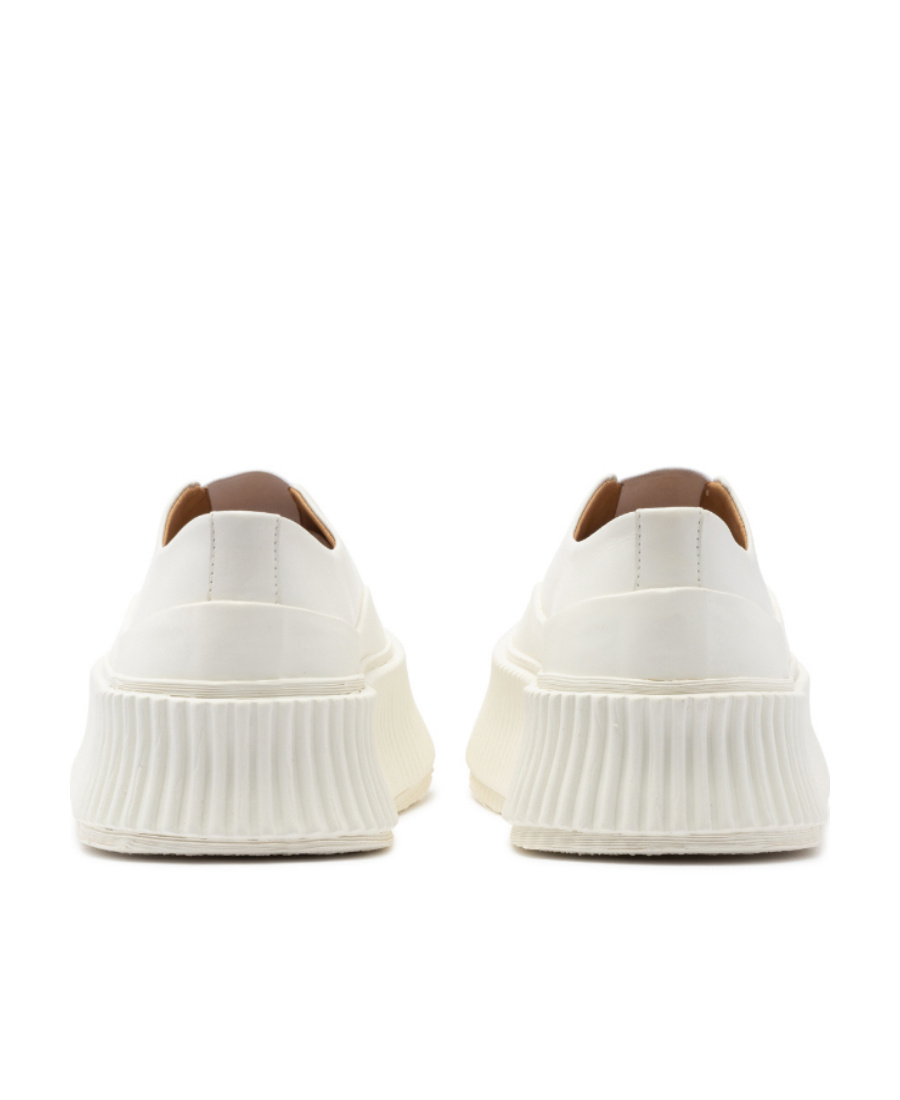 Jil Sander Flatform Leather Sneakers In White