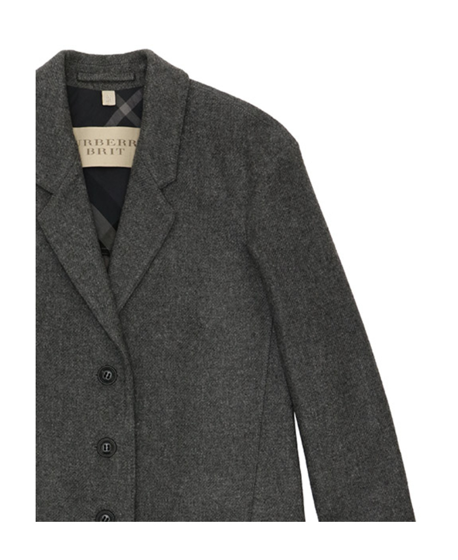 Burberry Single-breasted Coat In Gray