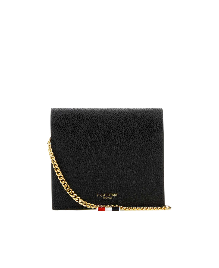 Thom Browne Women Black Leather Card Holder In Black