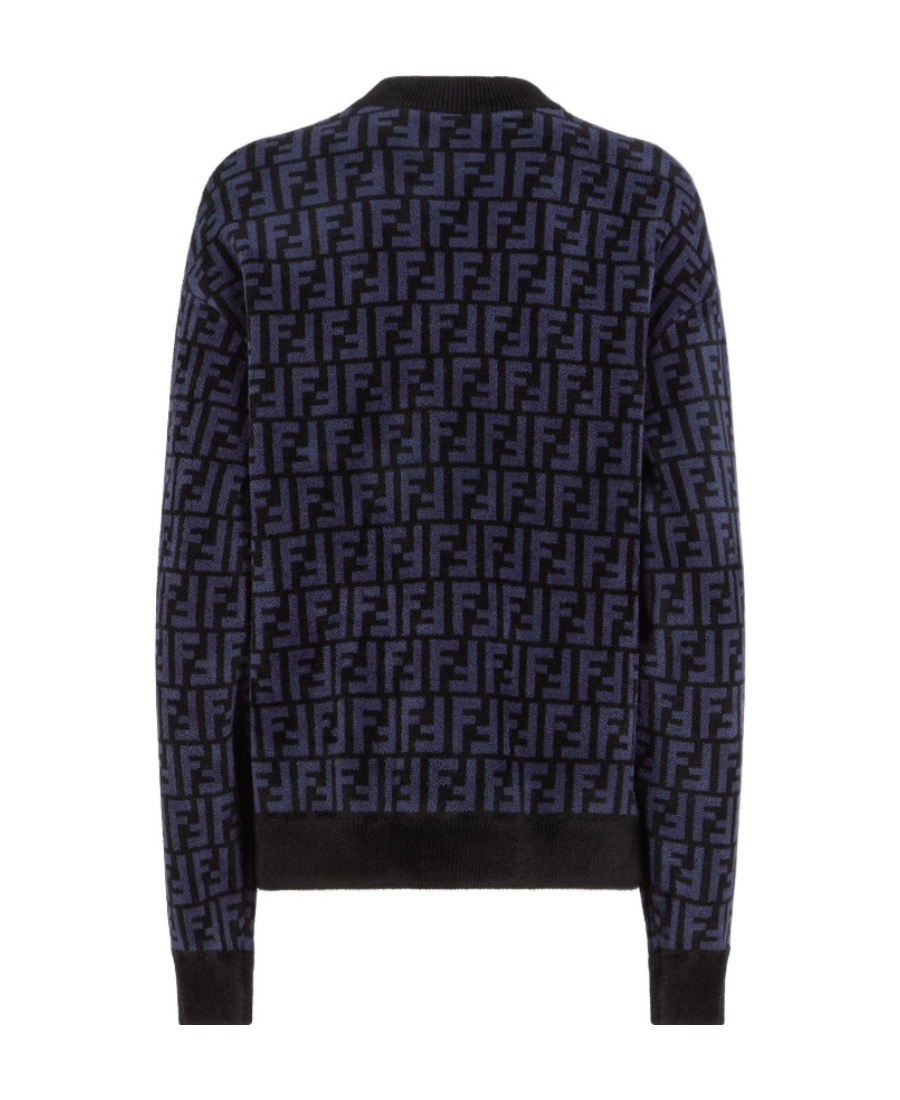 Fendi Ff Pattern Velvet Jumper In Black