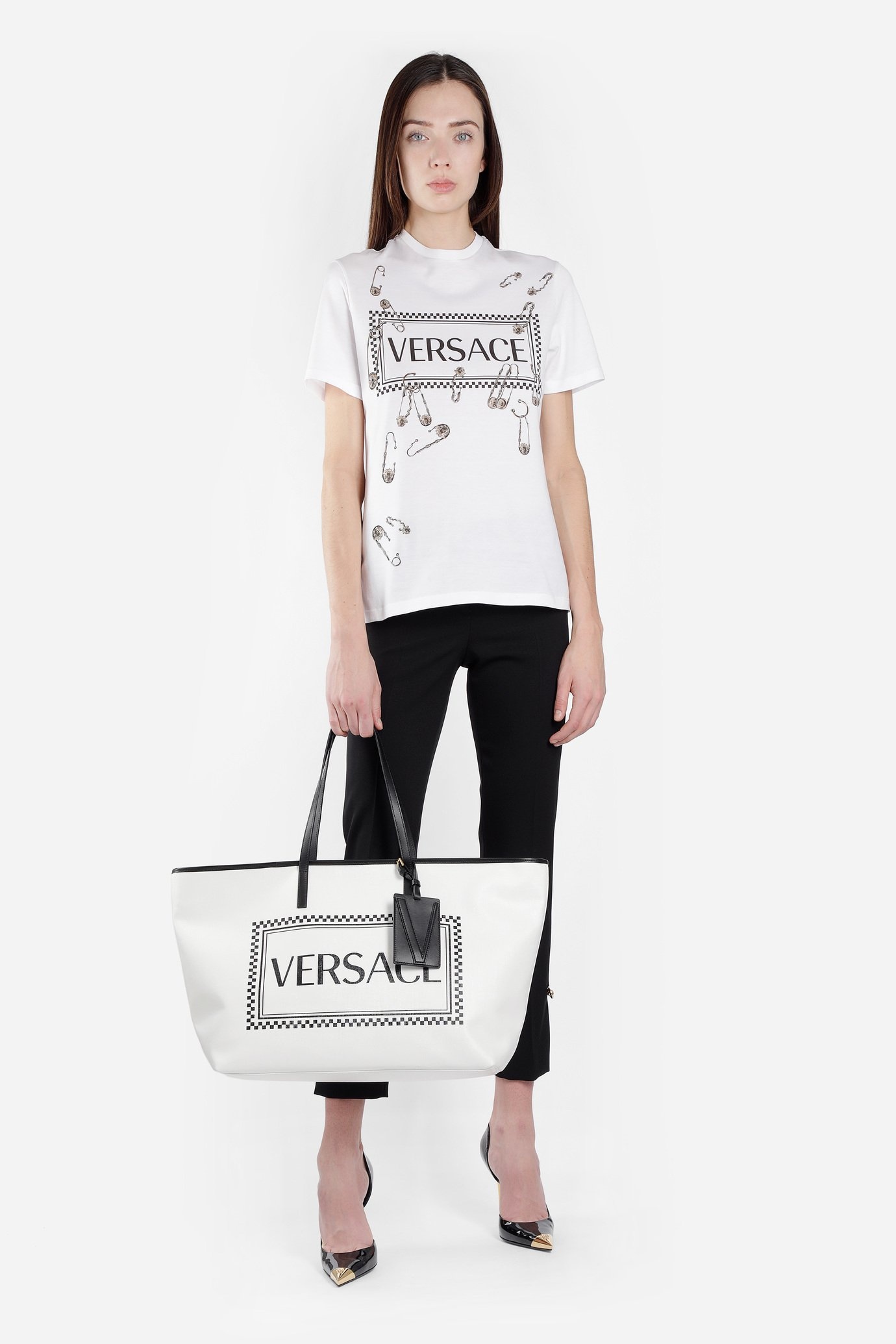 Versace Yang Mi's Logo T-shirt With Round Collar In White