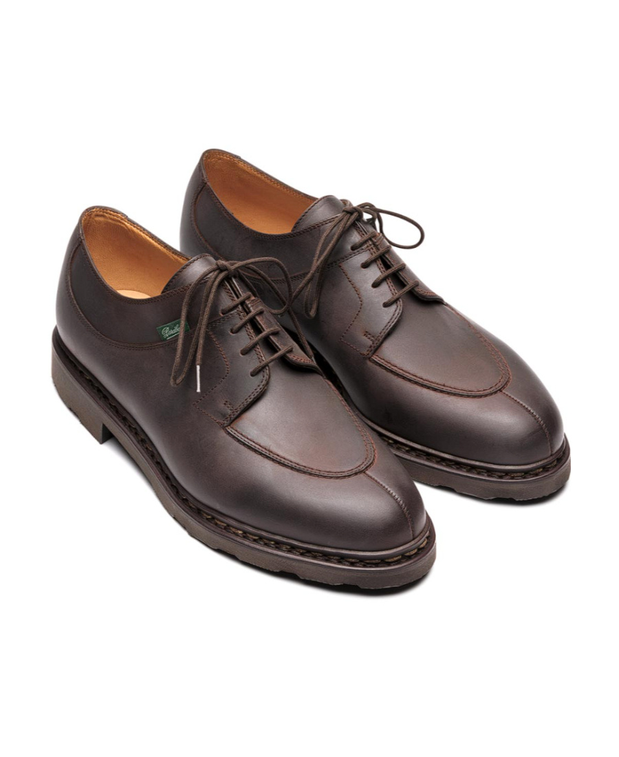 Paraboot Chambord Almond Toe Lace-up Shoes In Black