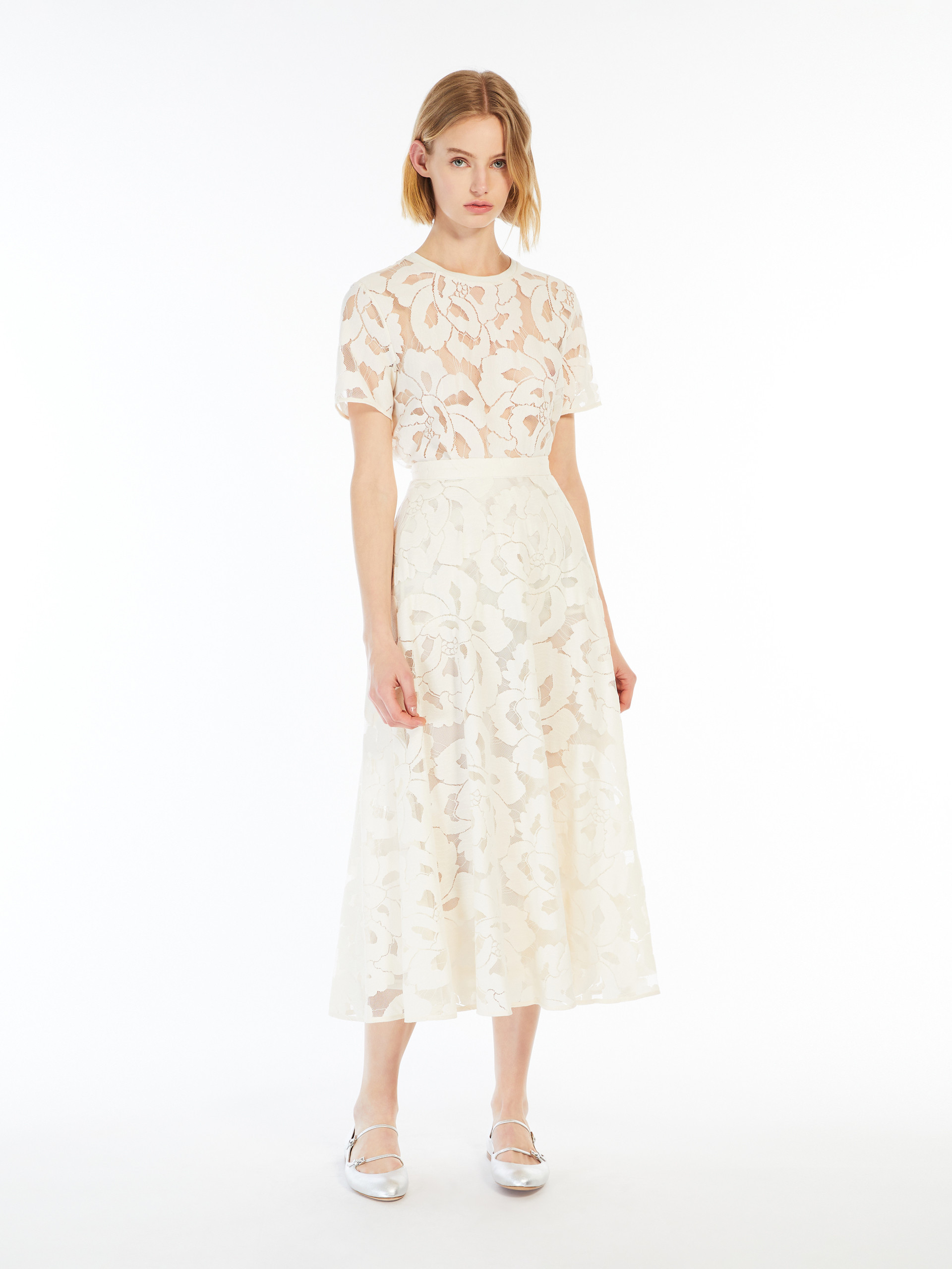 Max Mara Zitto Skirt In Floral Lace In White