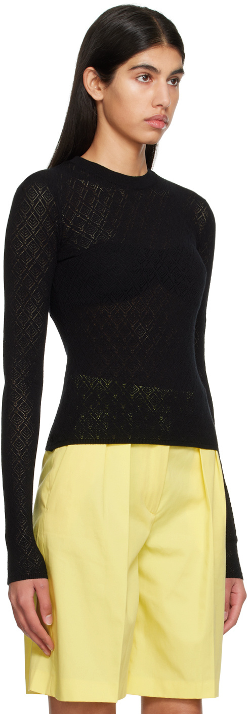 Msgm T-shirt With Round Neck And Long Sleeves In Black