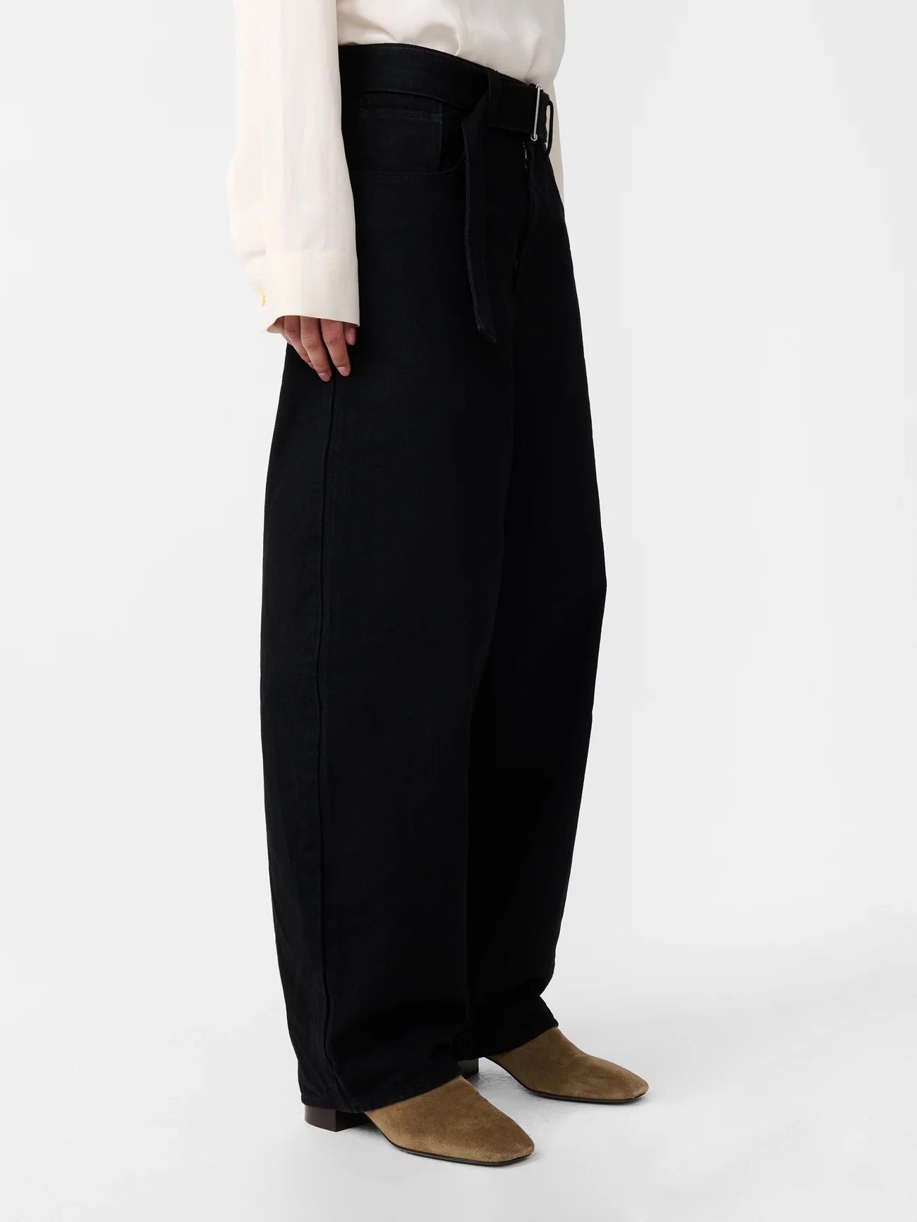 Studio Nicholson Cahun Crinkle Denim Pant In Black