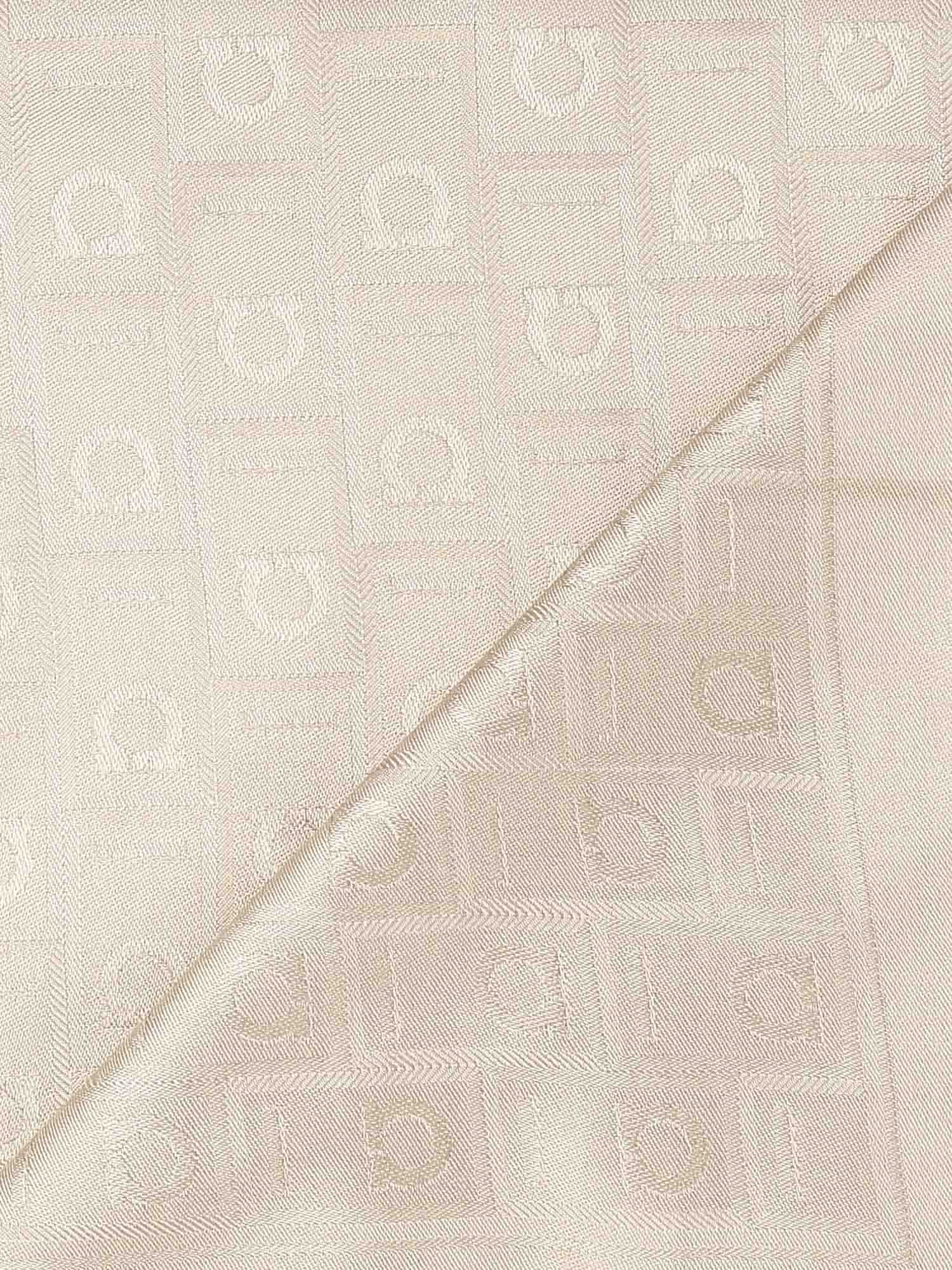 Ferragamo Monogram Jacquard Frayed-edge Scarf In Neutral