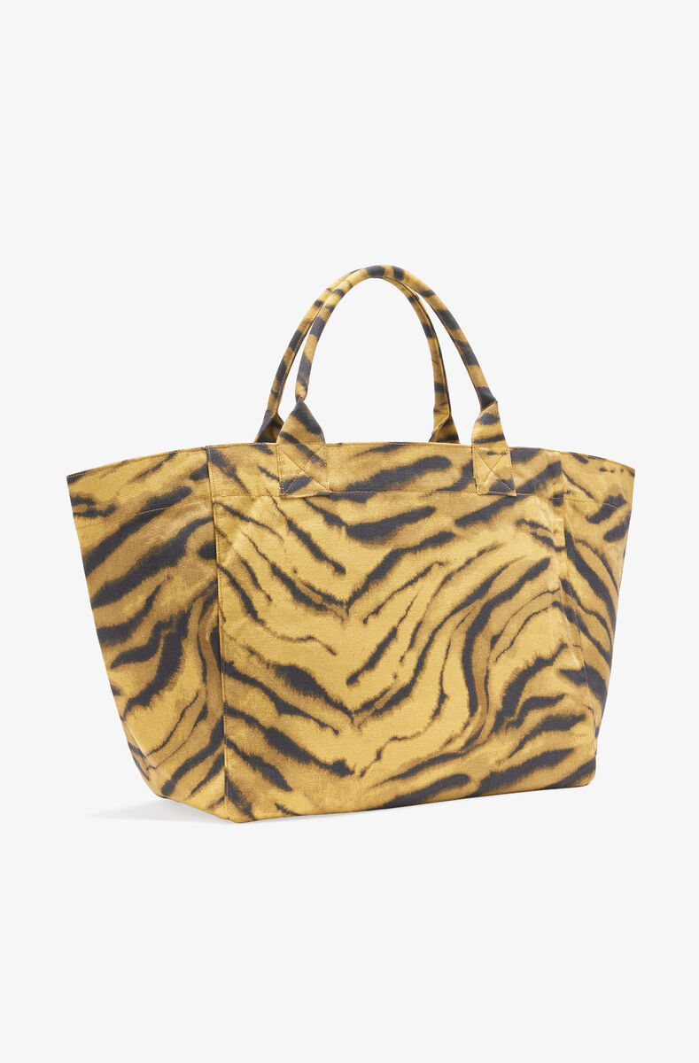Ganni Recycled Cotton Xxl Tote Bag In Brown