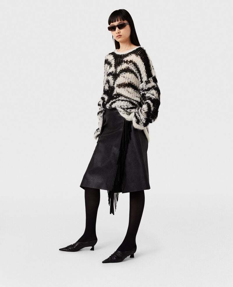 Stella Mccartney Fringe Alter Mat Midi Skirt In Black