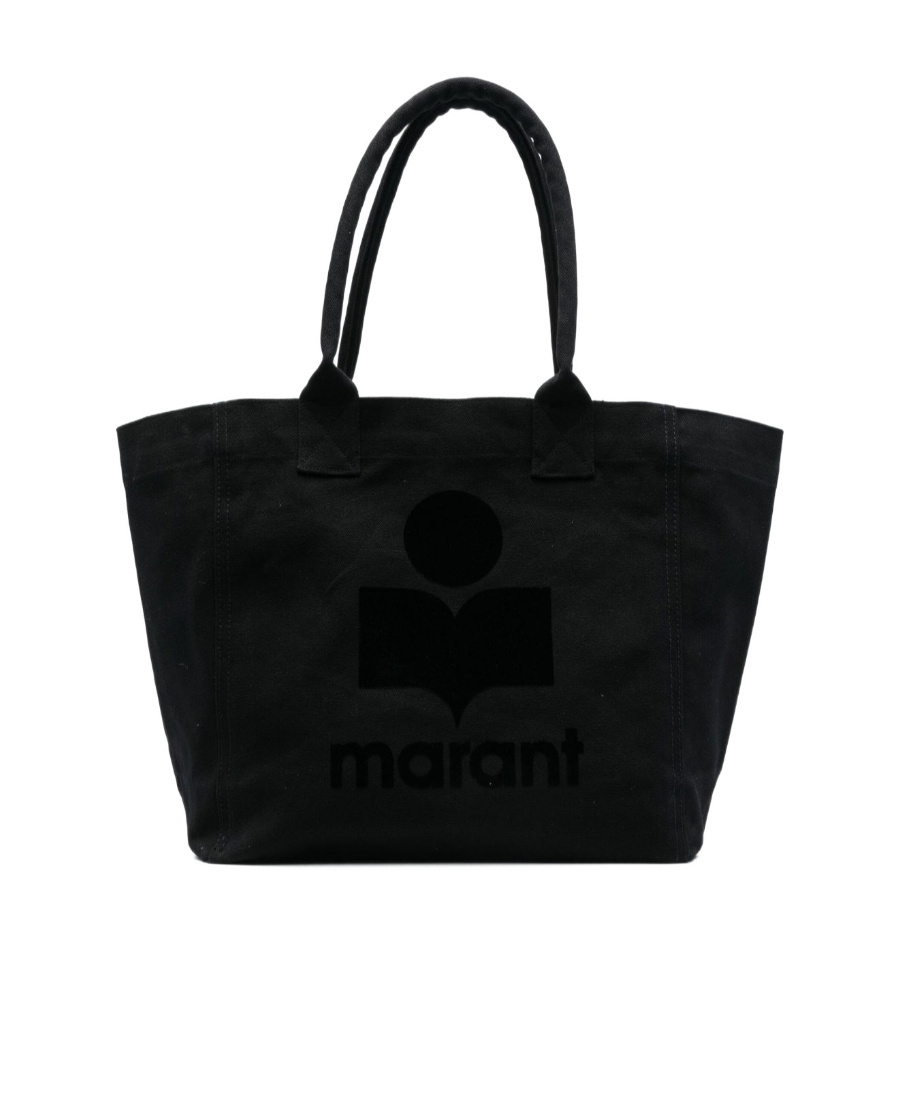 Shop Isabel Marant Yenki Flocked-logo Tote Bag In Black