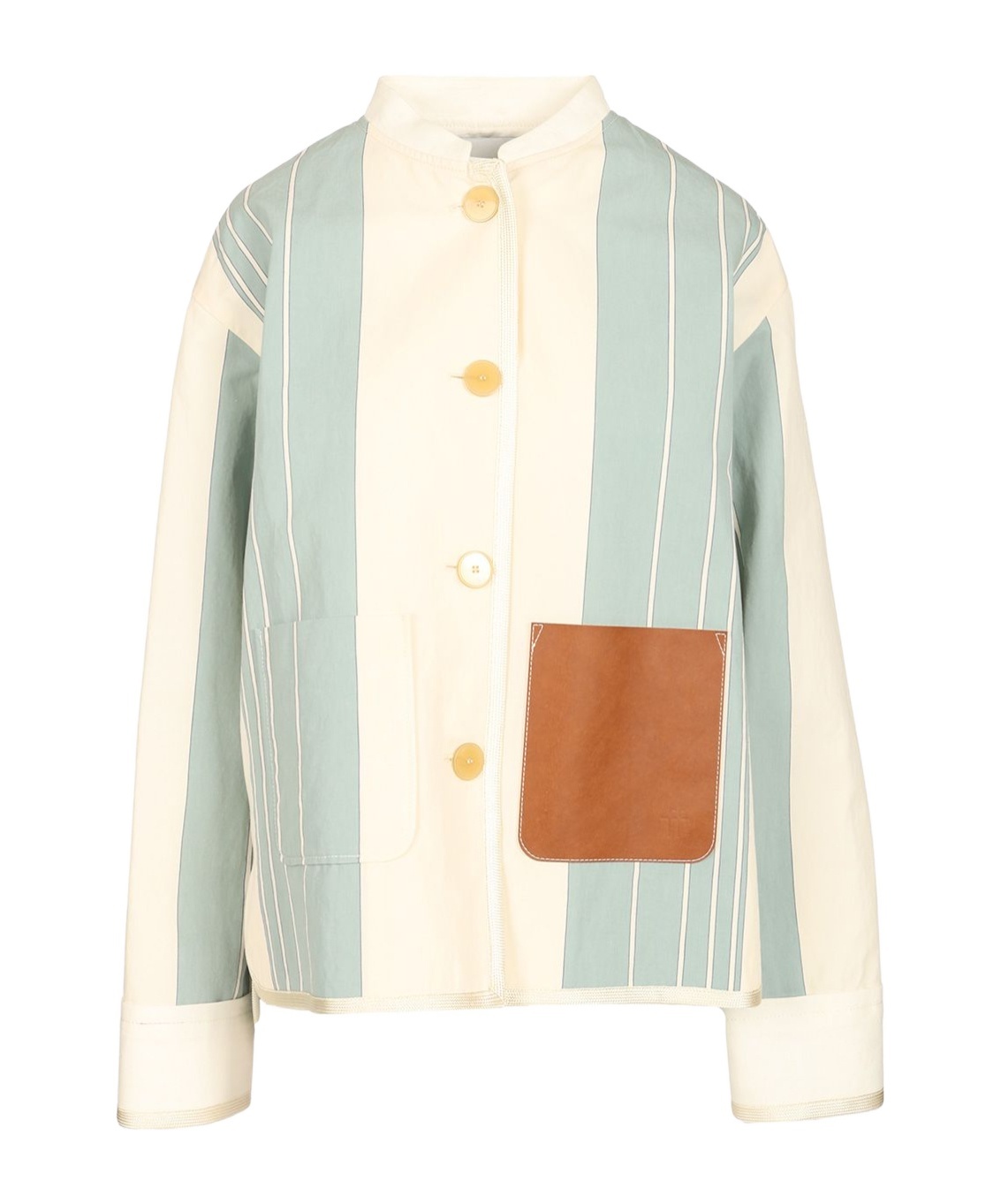 Shop Forte Forte Cotton Linen Stripe Work Jacket In White