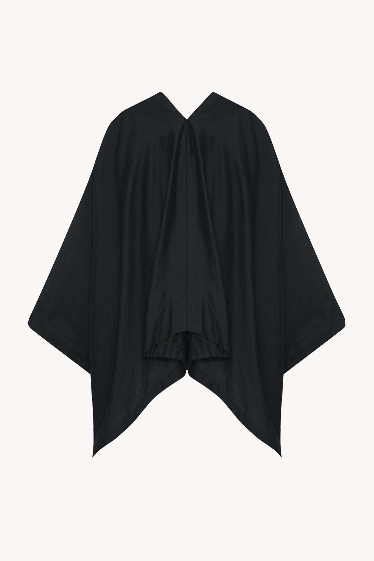 The Row Cedar Cotton And Silk Blend Poncho In Black