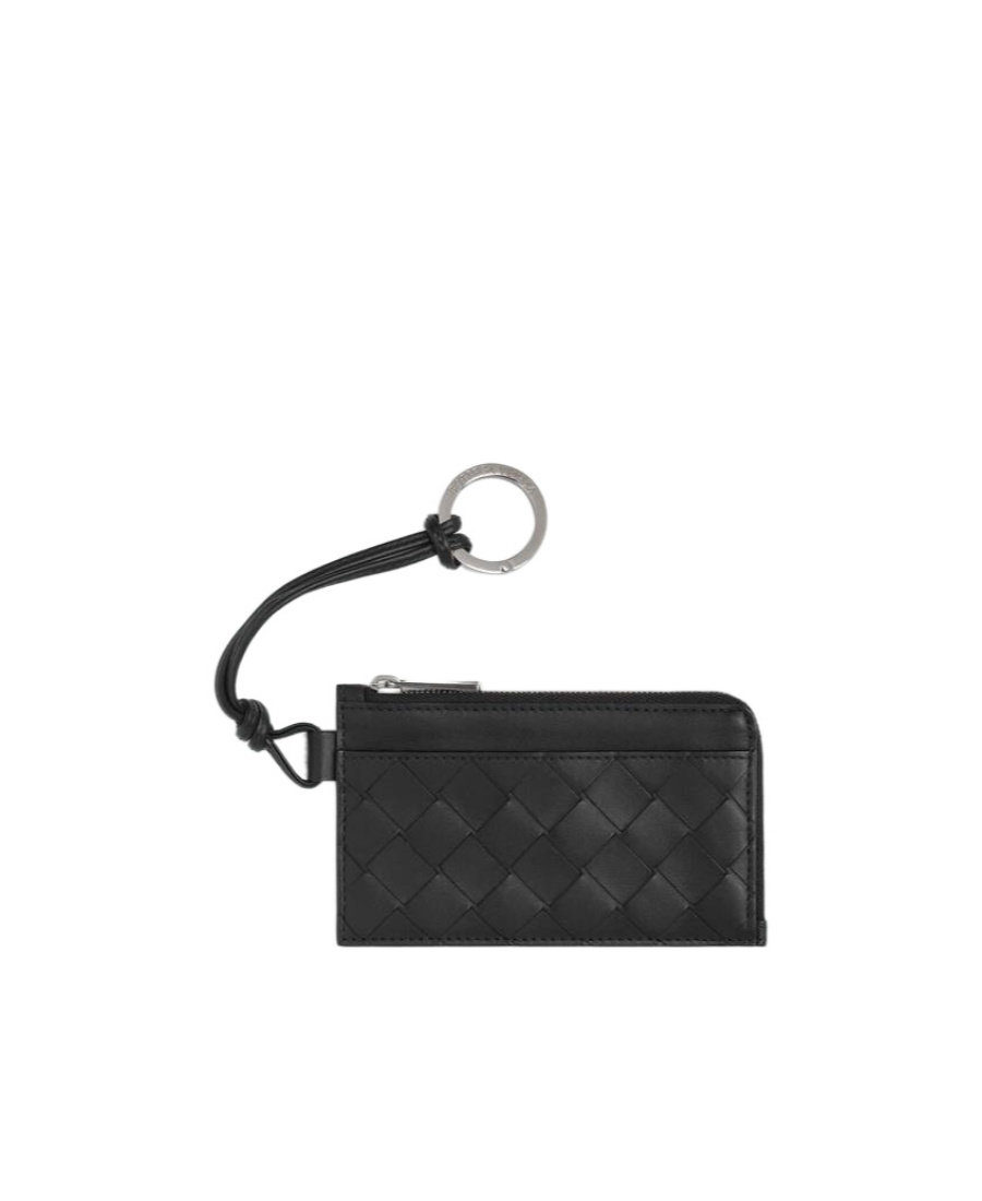 Bottega Veneta Intrecciato Leather Cardholder In Black