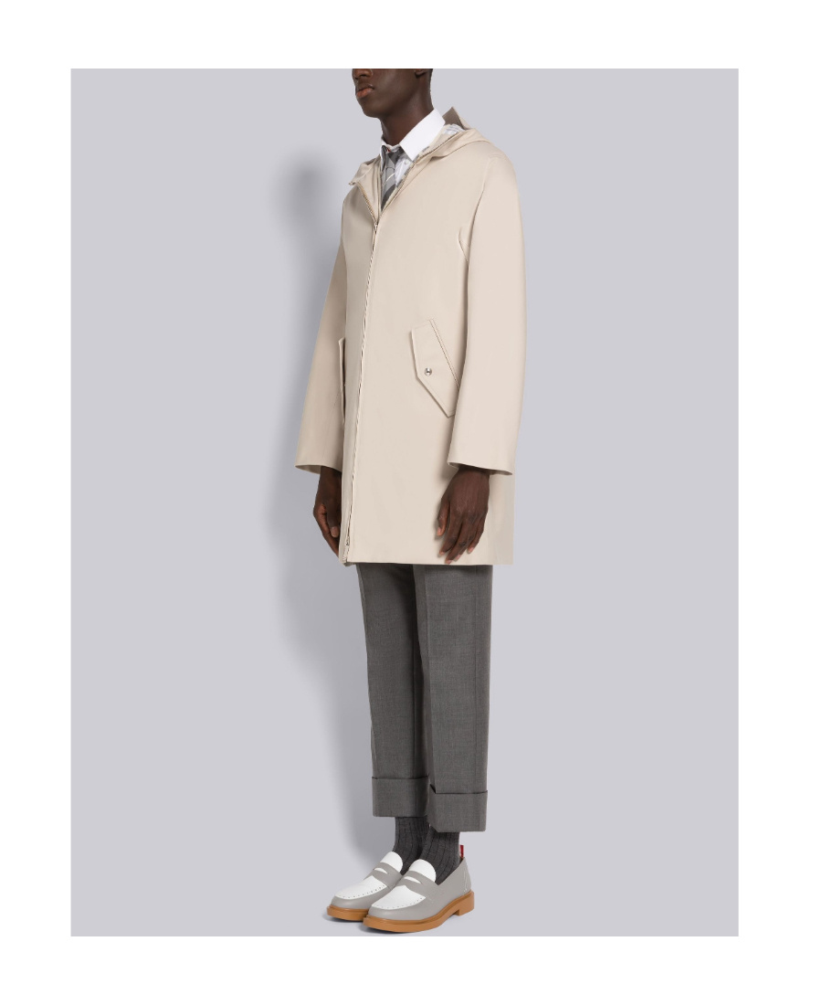Thom Browne Hooded Cotton Parka In Nude